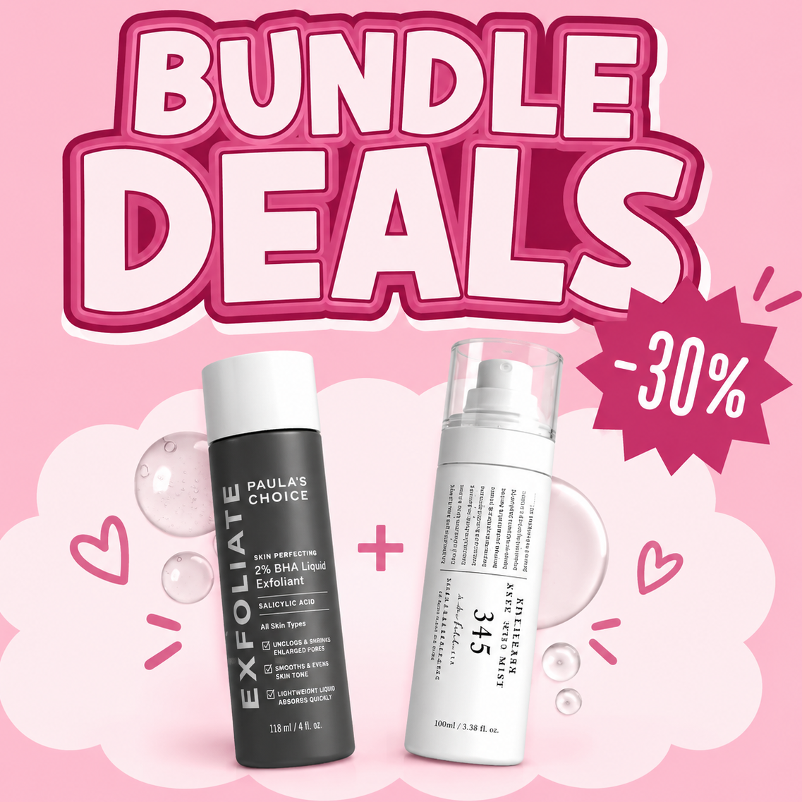 Flick Glow Bundle – 345 Relief Cream Mist + 2% BHA Liquid Exfoliant