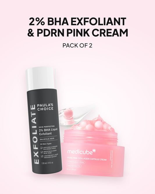 Paula's Choice 2% BHA Exfoliant and Medicube PDRN Pink Collagen Cream, pack of 2